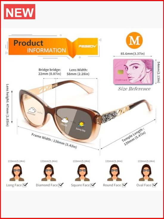 Polarized Retro Sunglasses Photochromic UV400 Sparkling Crystal main image 5